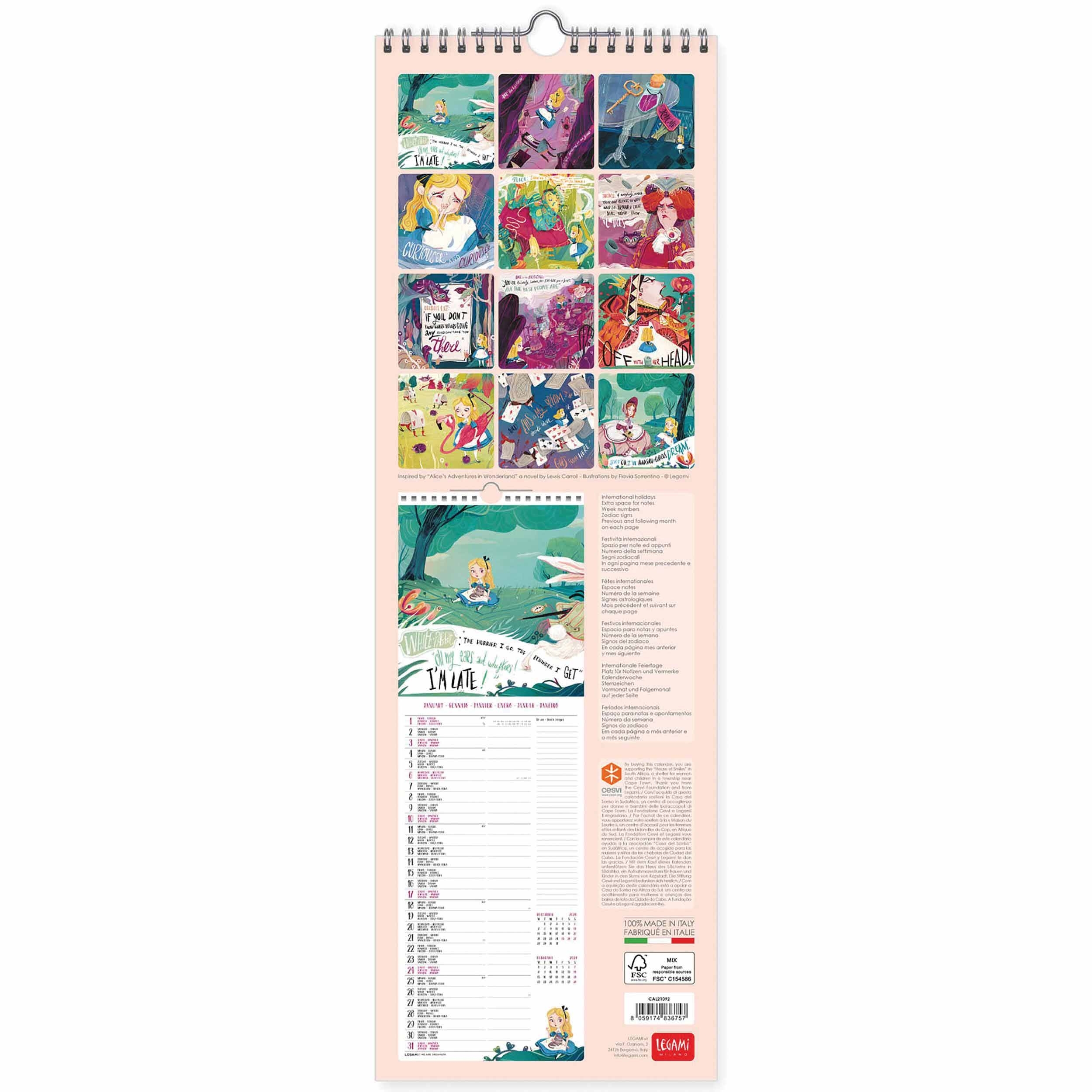 Lewis Carroll, Alice In Wonderland Deluxe Slim Calendar 2021 At Calendar  Club