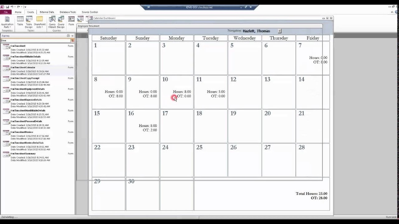 Microsoft Access Custom Calendar Control Walkthrough