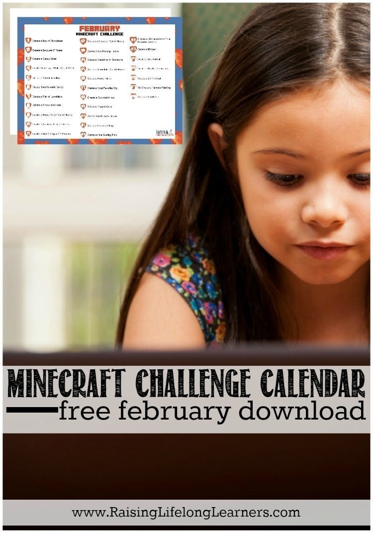 Minecraft Challenge Calendar For February | Free Download