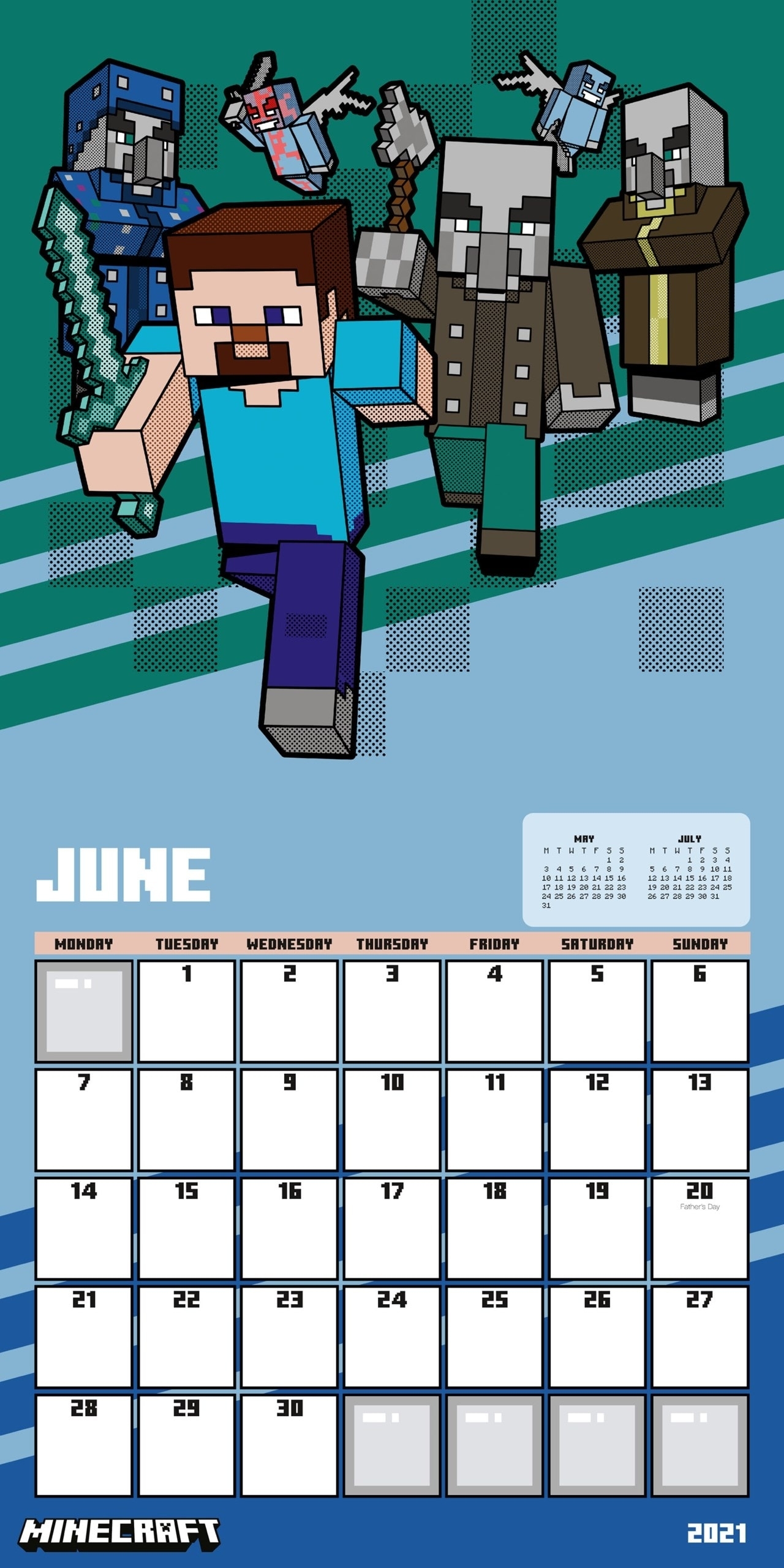 Minecraft Free Calendar Calendar Template 20242025
