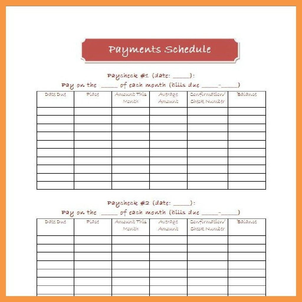 Monthly Bill Payment Schedule Template | Budget Planner