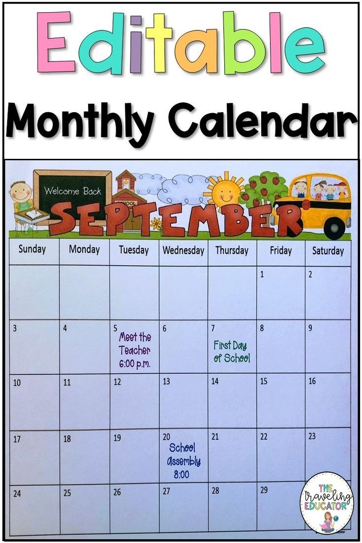 Monthly Calendar Editable Template (2019-2022) | Student