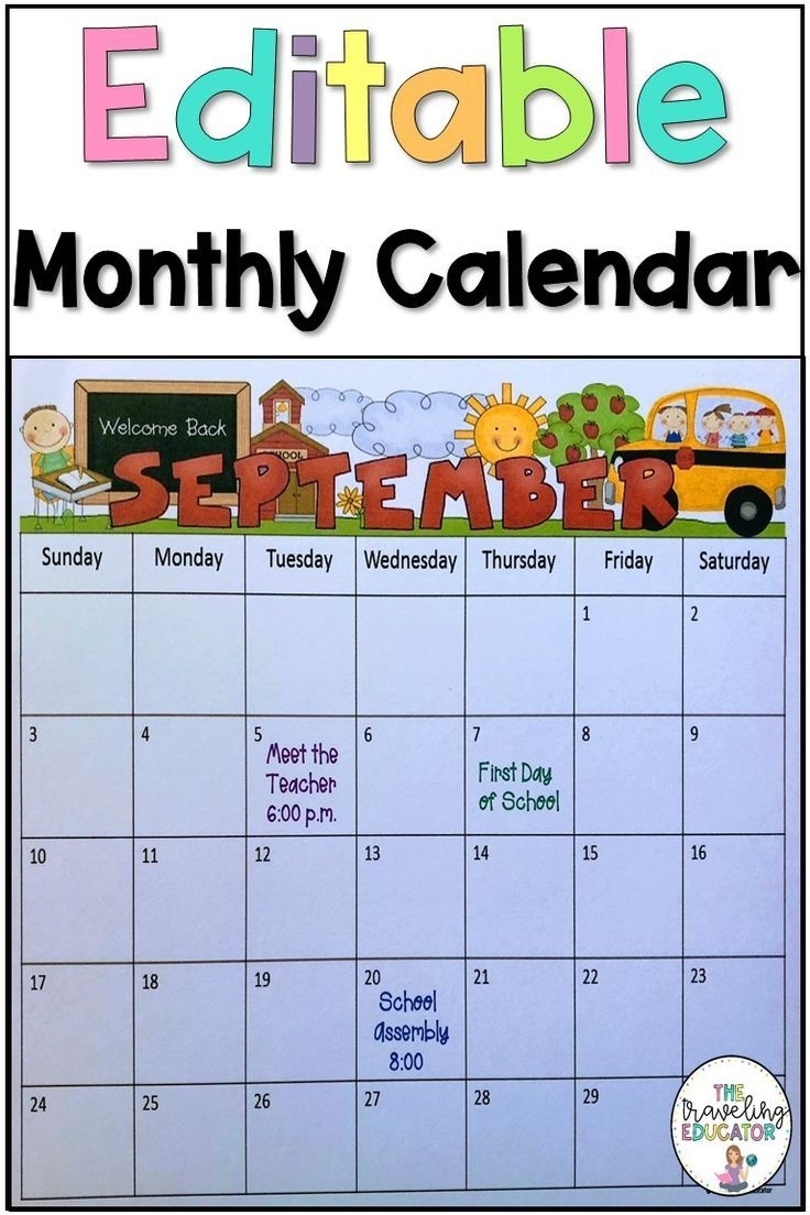 editable school calender for teachers calendar template 2021