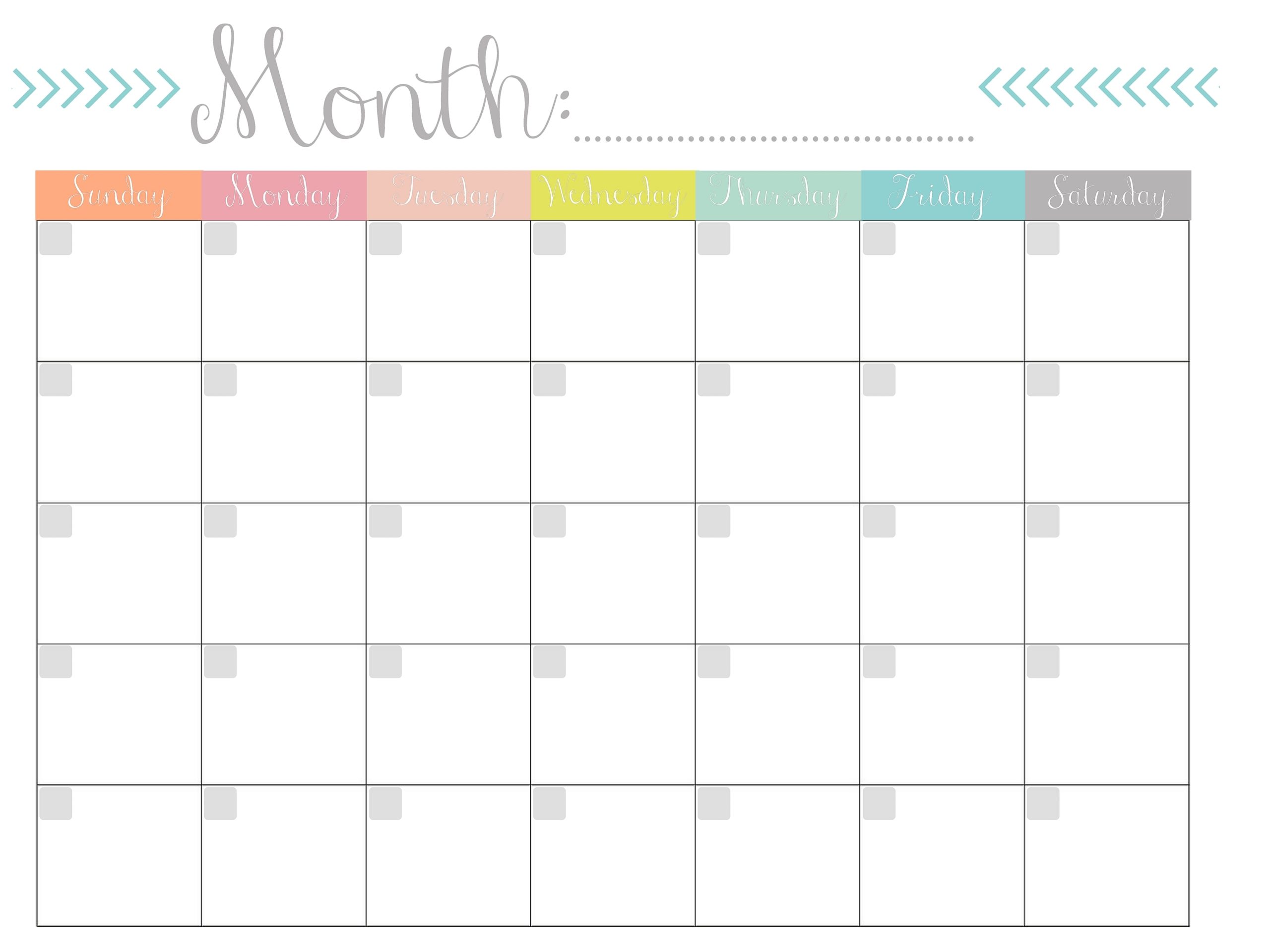 Monthly Calendar {Free Printable}