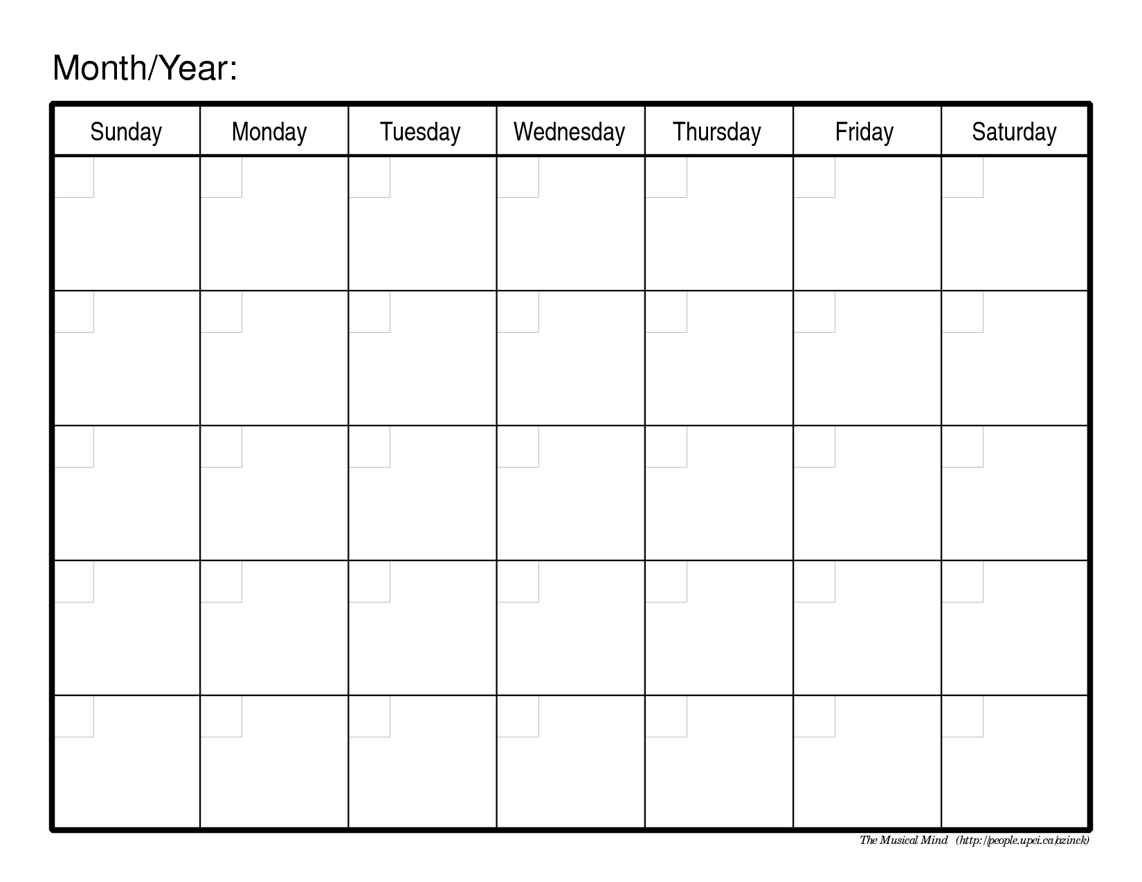 Monthly Calendar Template | Free Printable Calendar