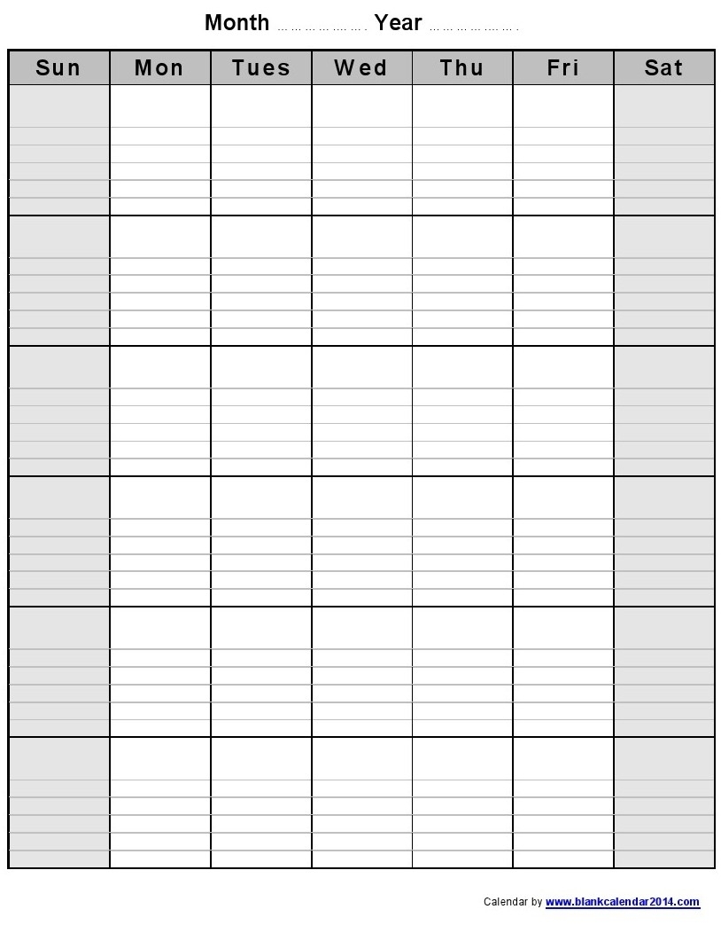 Monthly Calendar With Lines – Calendar Printable Week