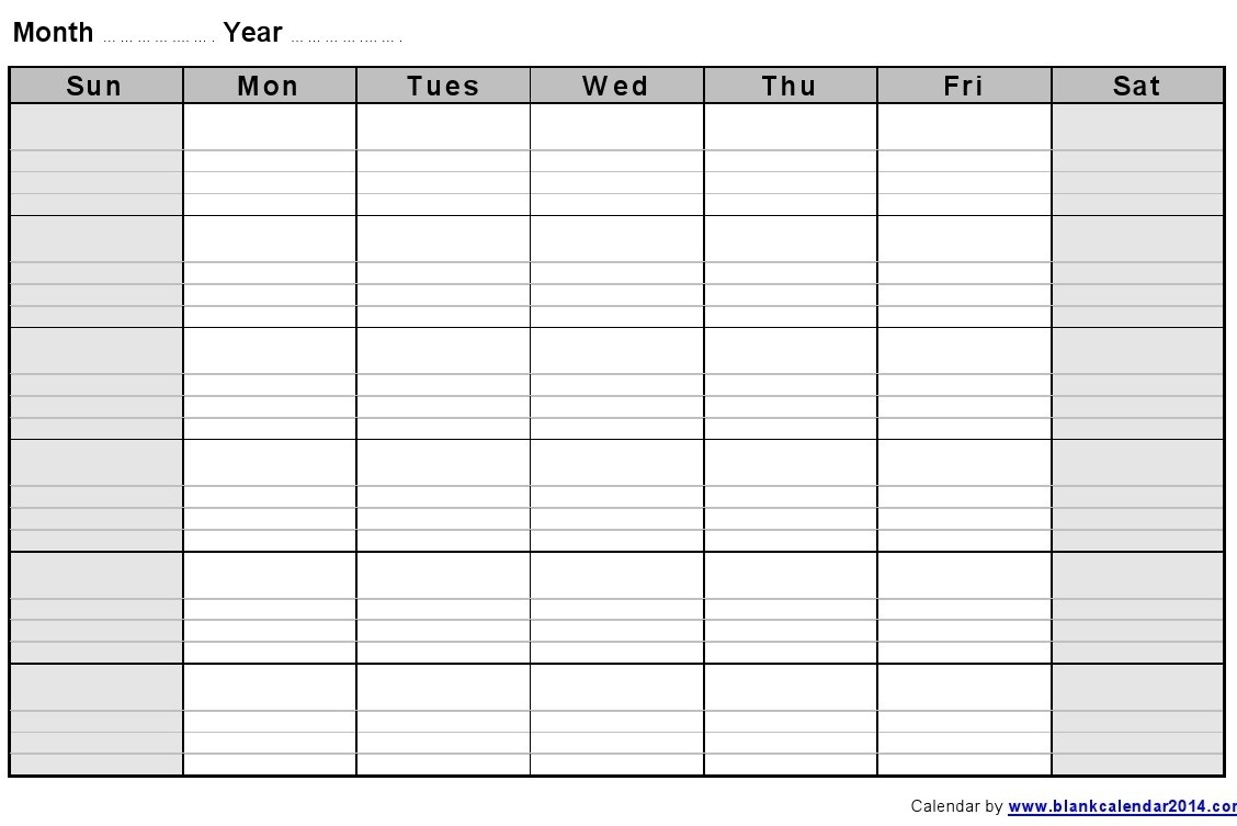 Monthly Calendar With Lines – Calendar Printable Week