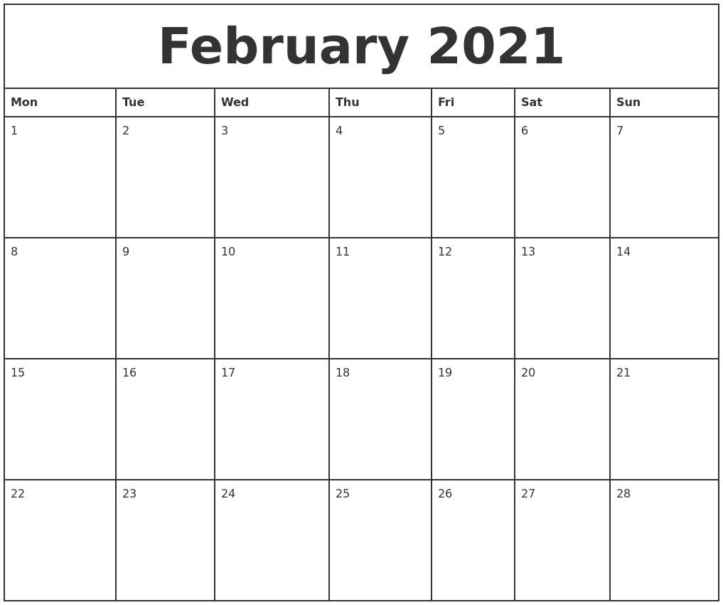 Blank Calendars 2021 Printable