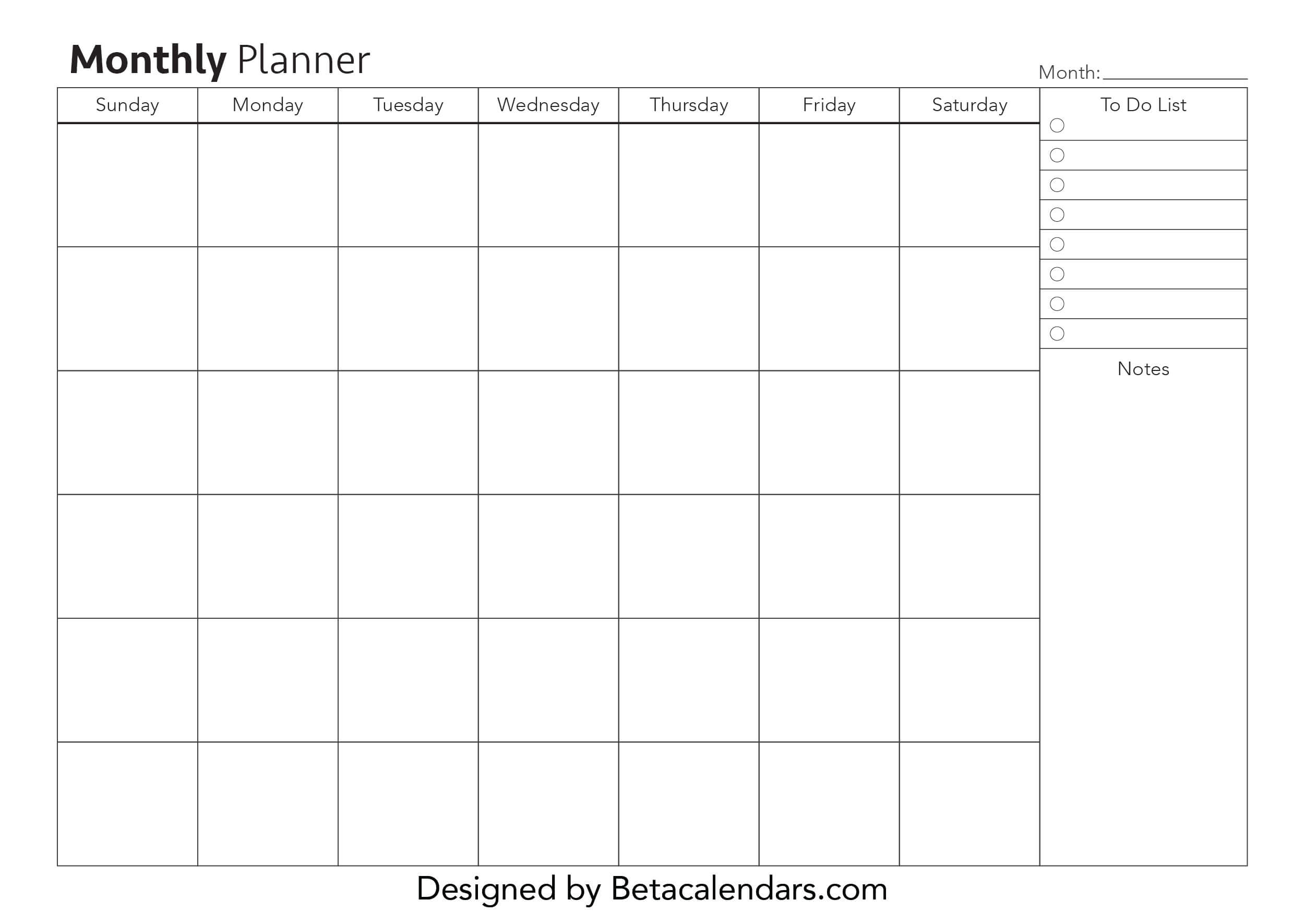 monthly planner free printable pdf