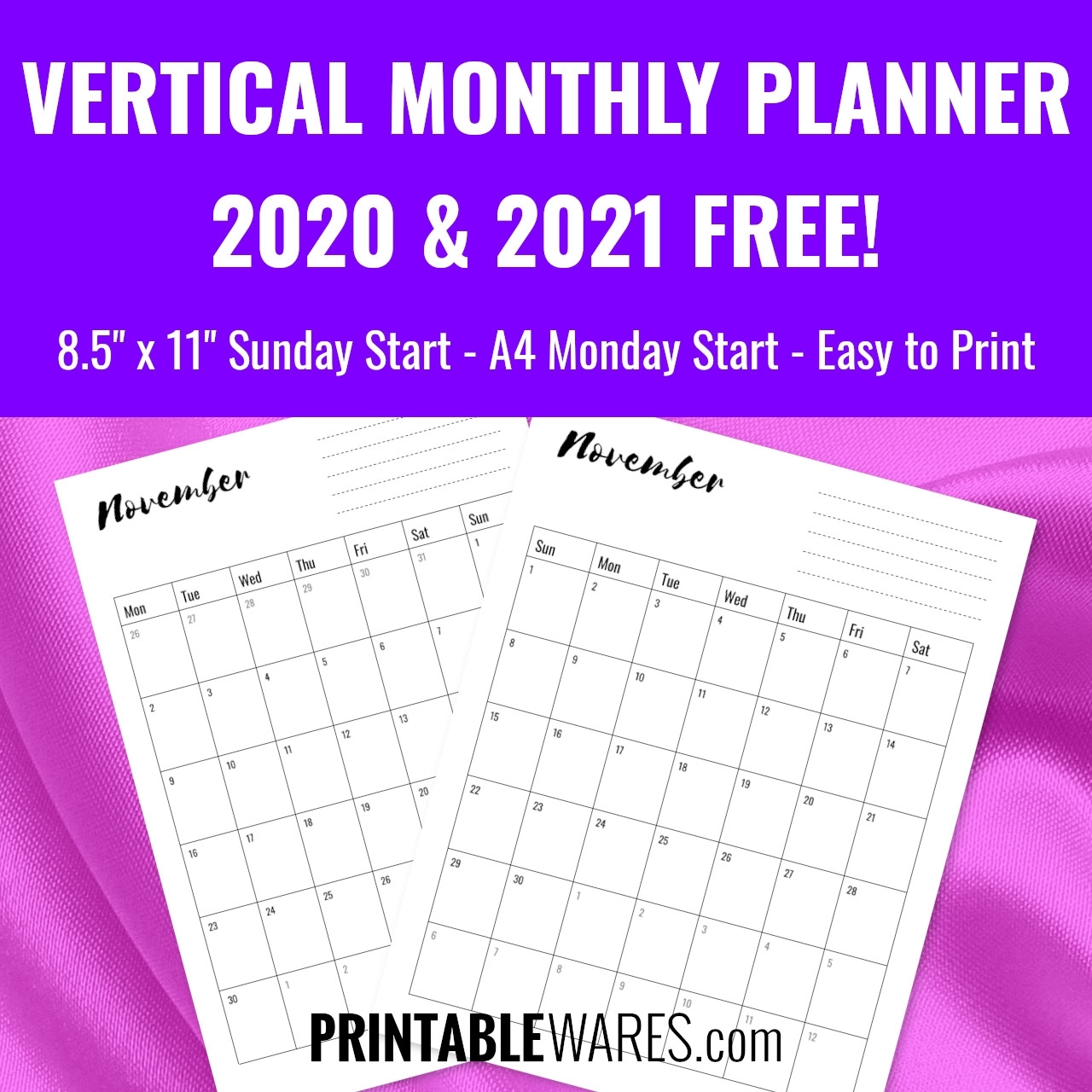 Monthly Planner Printable Pdf Templates 2021, Free