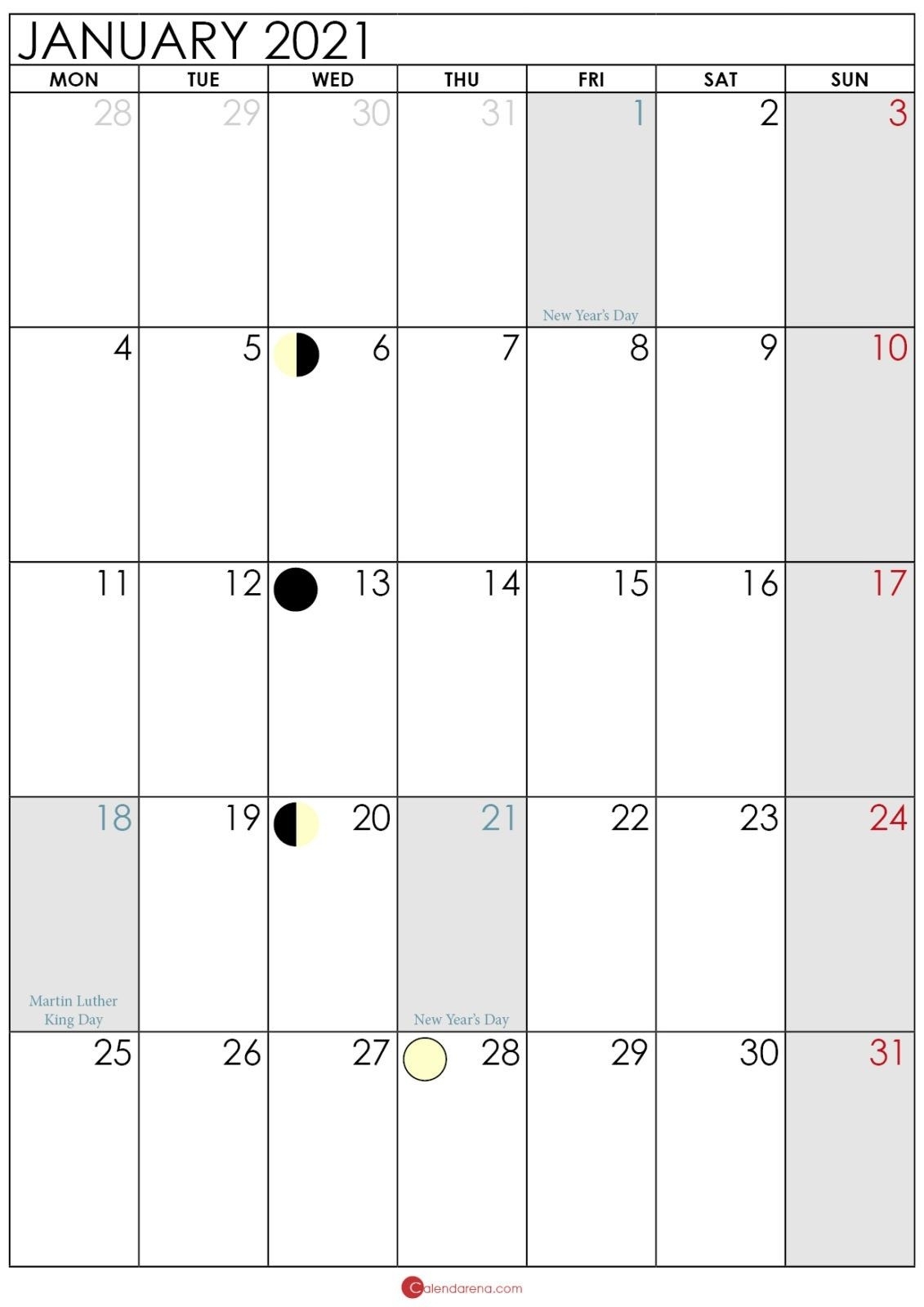 Moon Phase January 2021 In 2020 | Calendar Printables, 2021