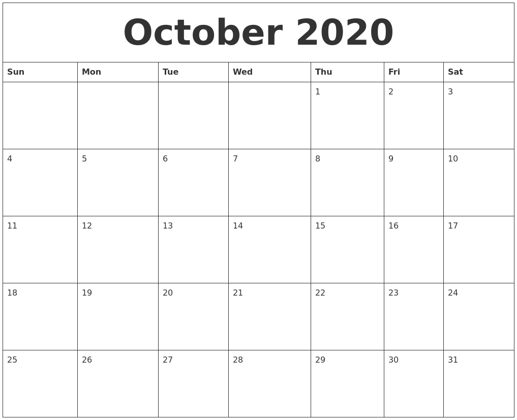 November 2020 Large Printable Calendar