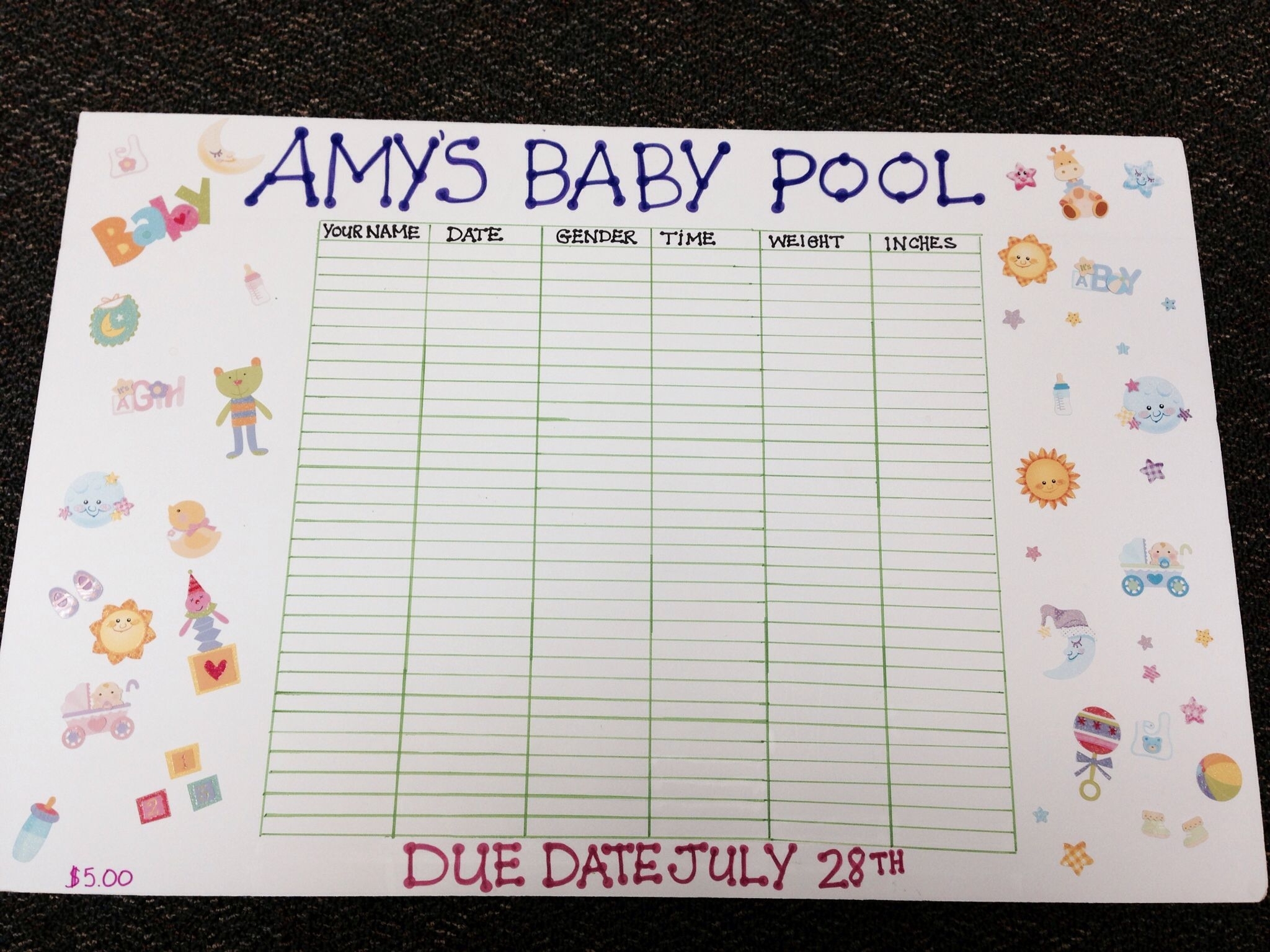 Office+Baby+Due+Date+Pool+Template | Baby Pool, Baby Due