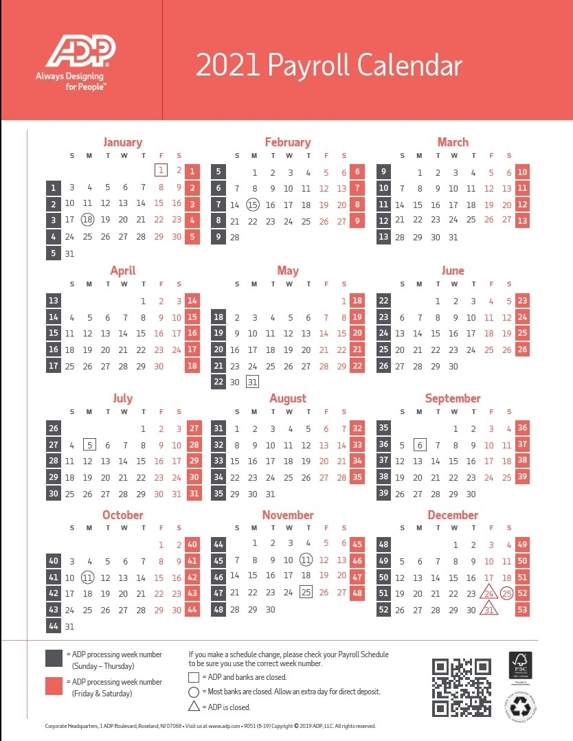 Payroll Calendar Printable For 2020