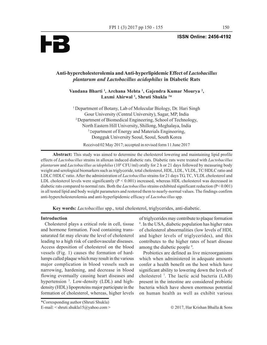 Pdf) Anti-Hypercholesterolemia And Anti-Hyperlipidemic