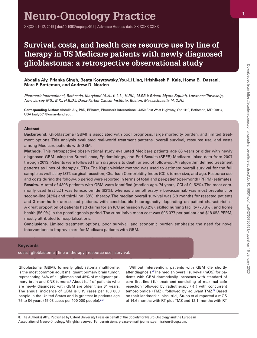 Pdf) Survival, Costs, And Health Care Resource Use By Line