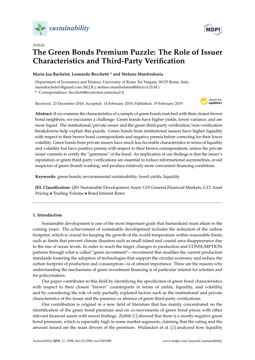 Pdf) The Green Bonds Premium Puzzle: The Role Of Issuer