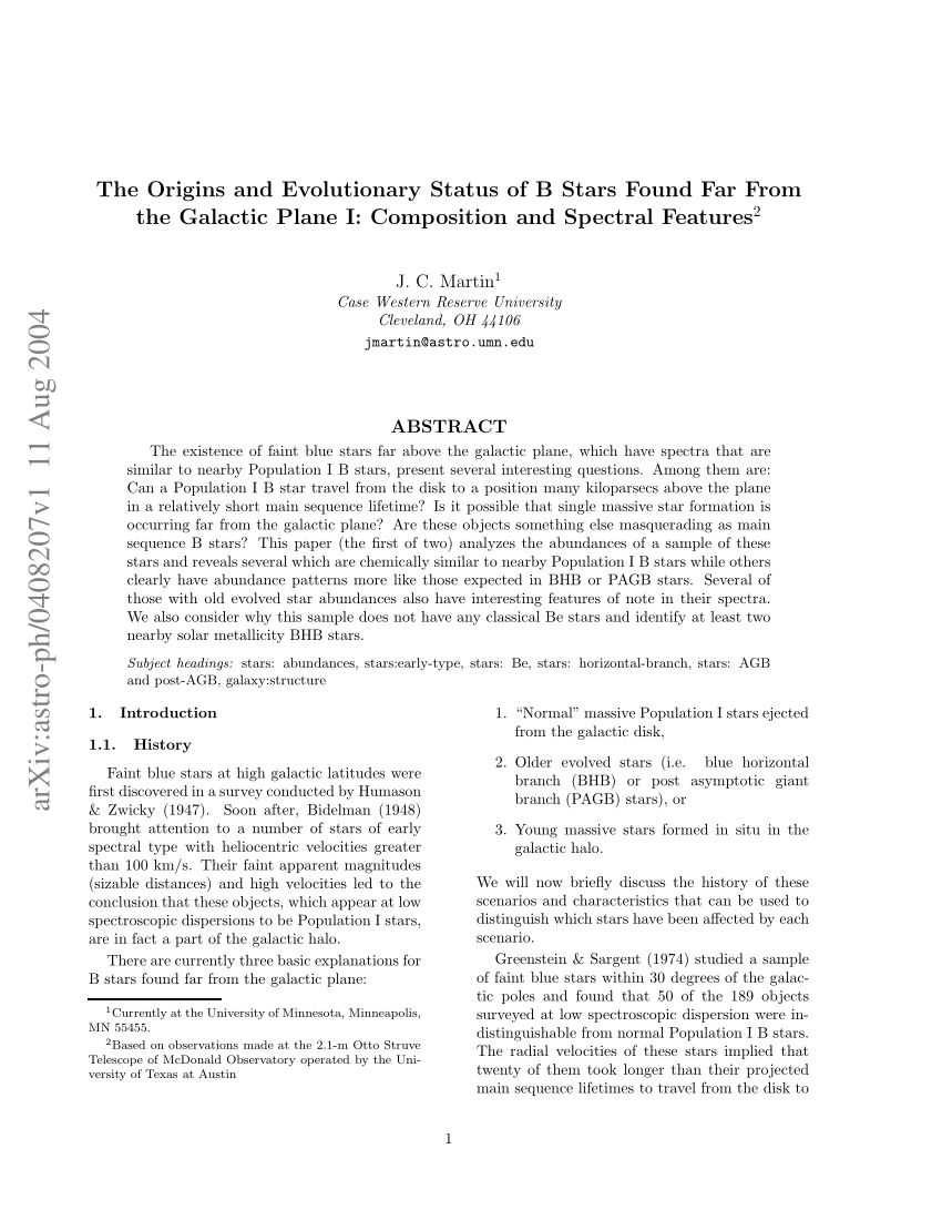 Pdf) The Origins And Evolutionary Status Of B Stars Found