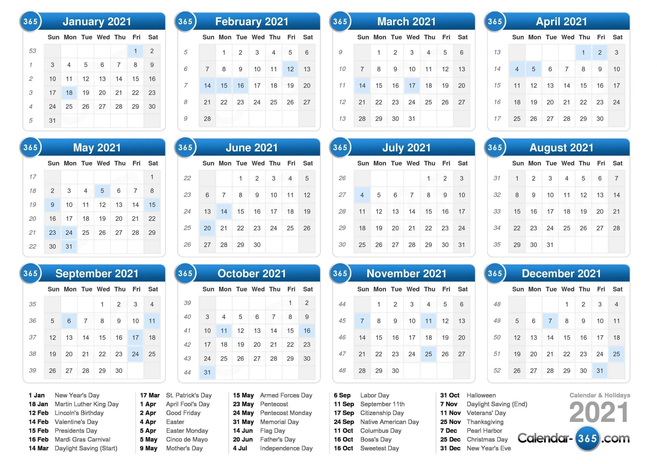 Days Numbered 1 To 365 Calendar Template 2023