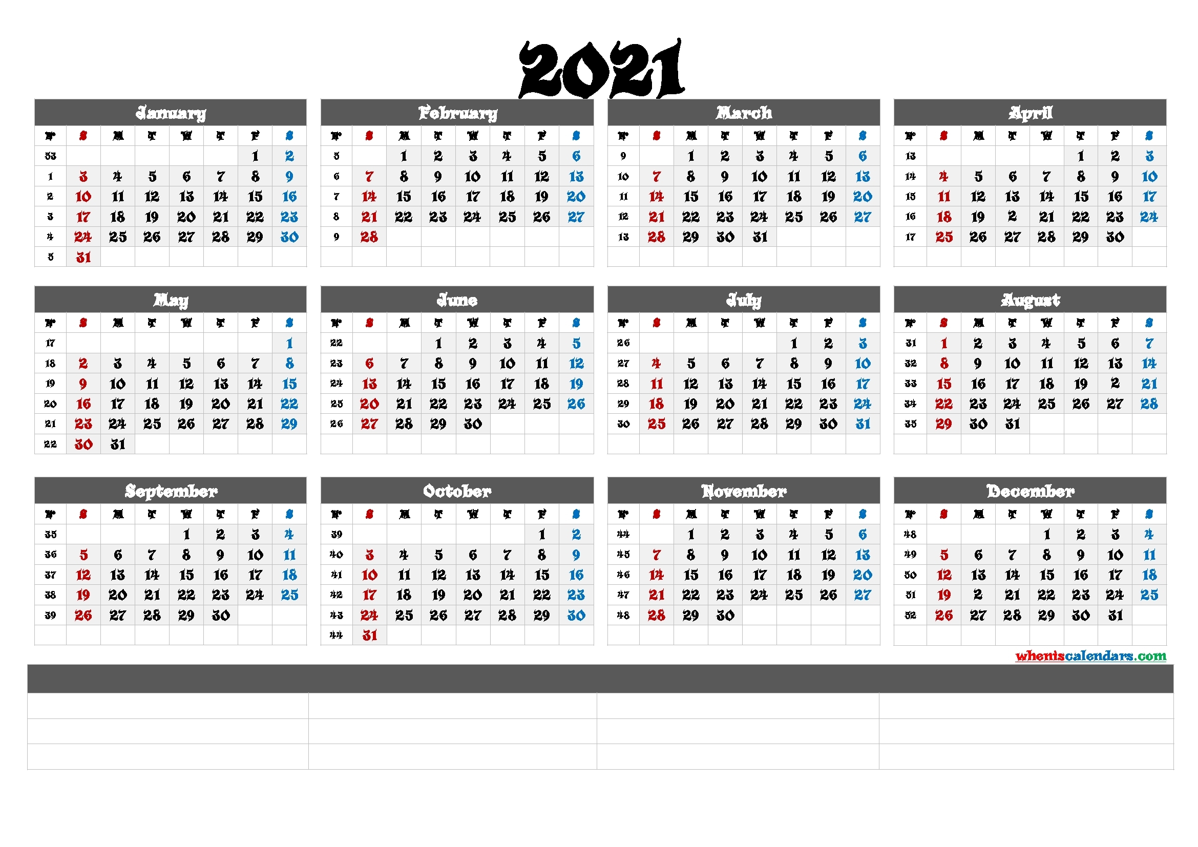 Calendar 2021 With Weeks Number Template Calendar Template 2022