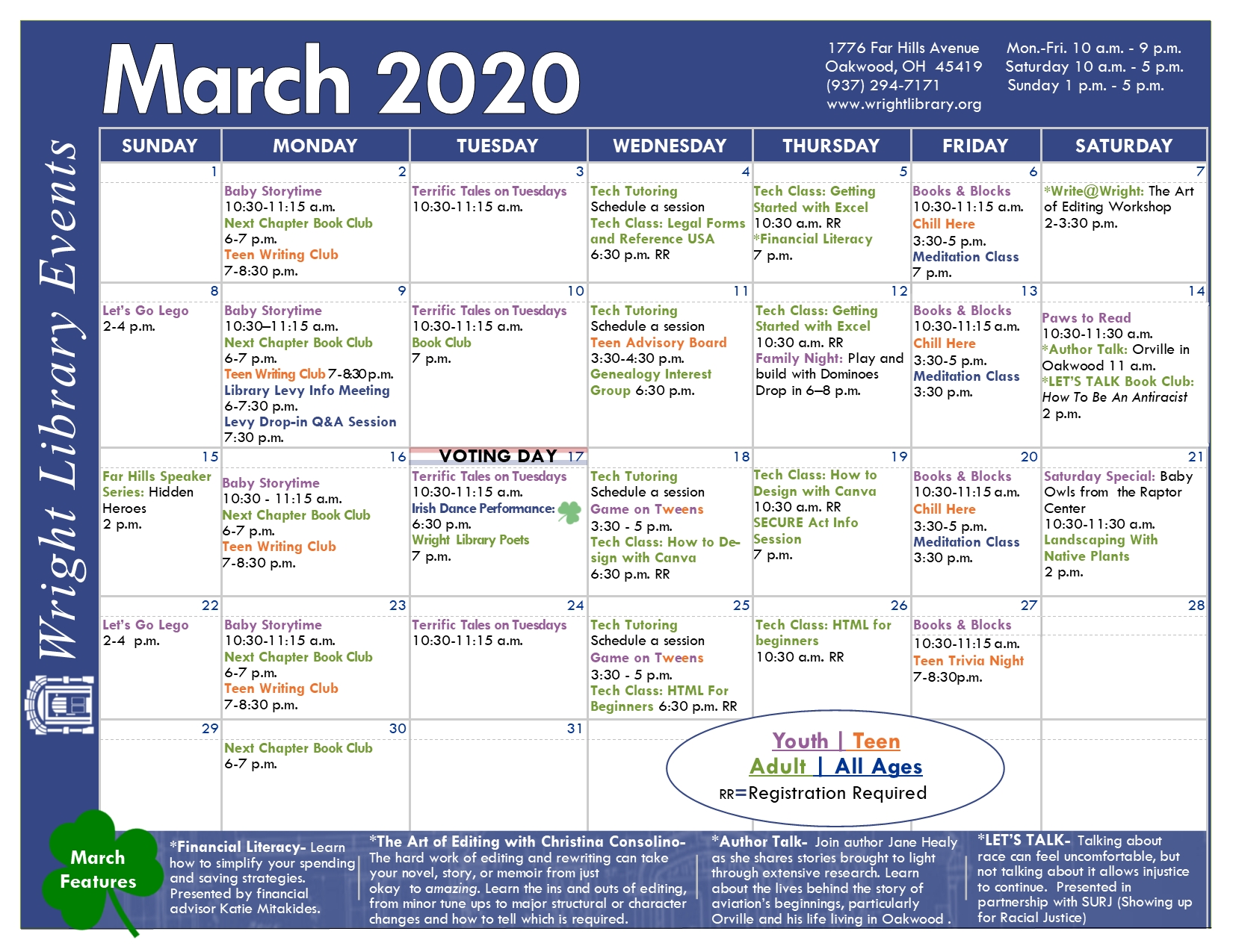 Printable Calendar | Wright Public Library