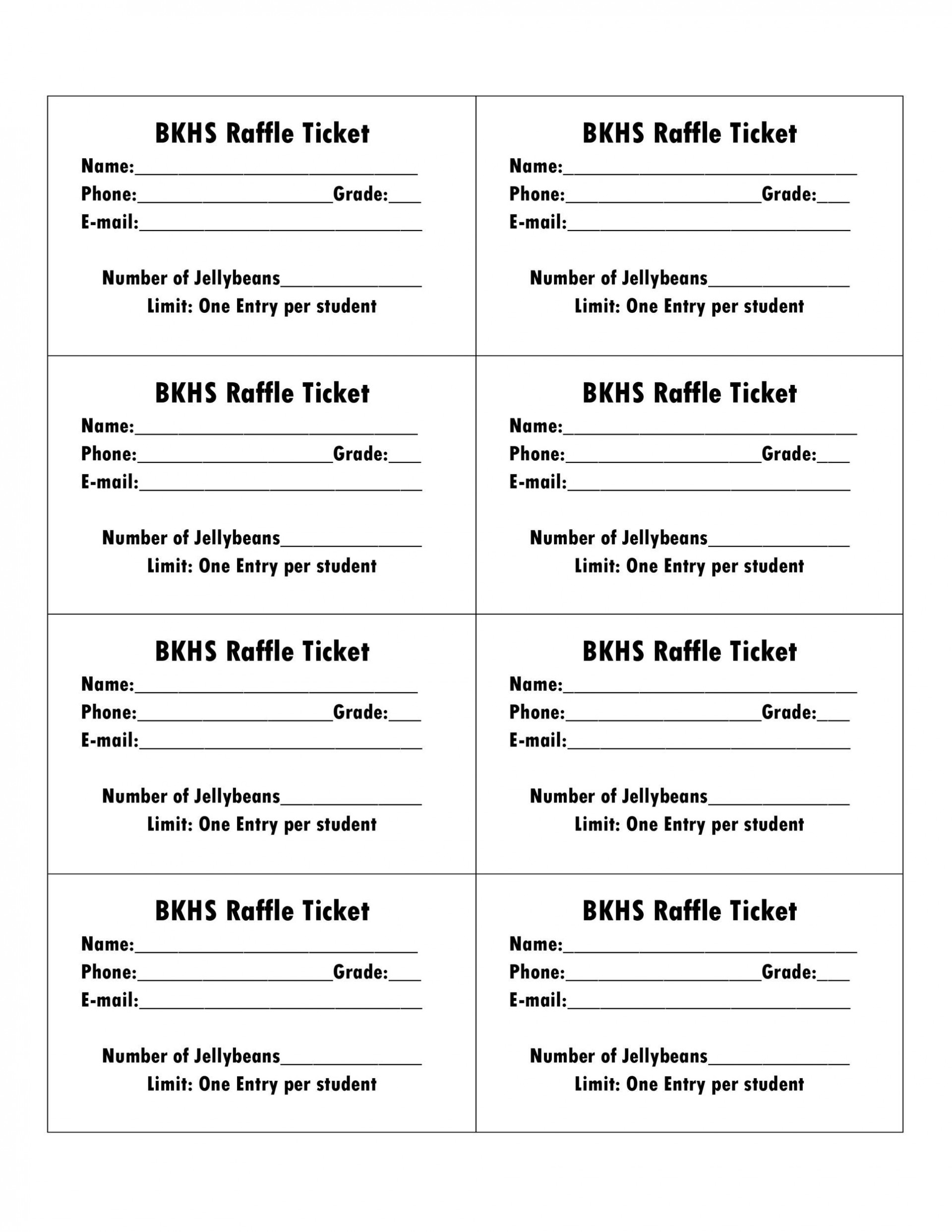 Printable Raffle Ticket Template ~ Addictionary