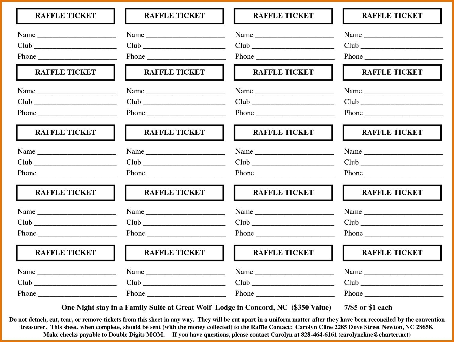 Printable Raffle Ticket Template ~ Addictionary