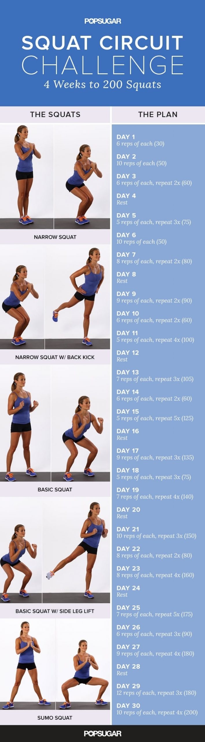 Printable Squat Challenge | Popsugar Fitness