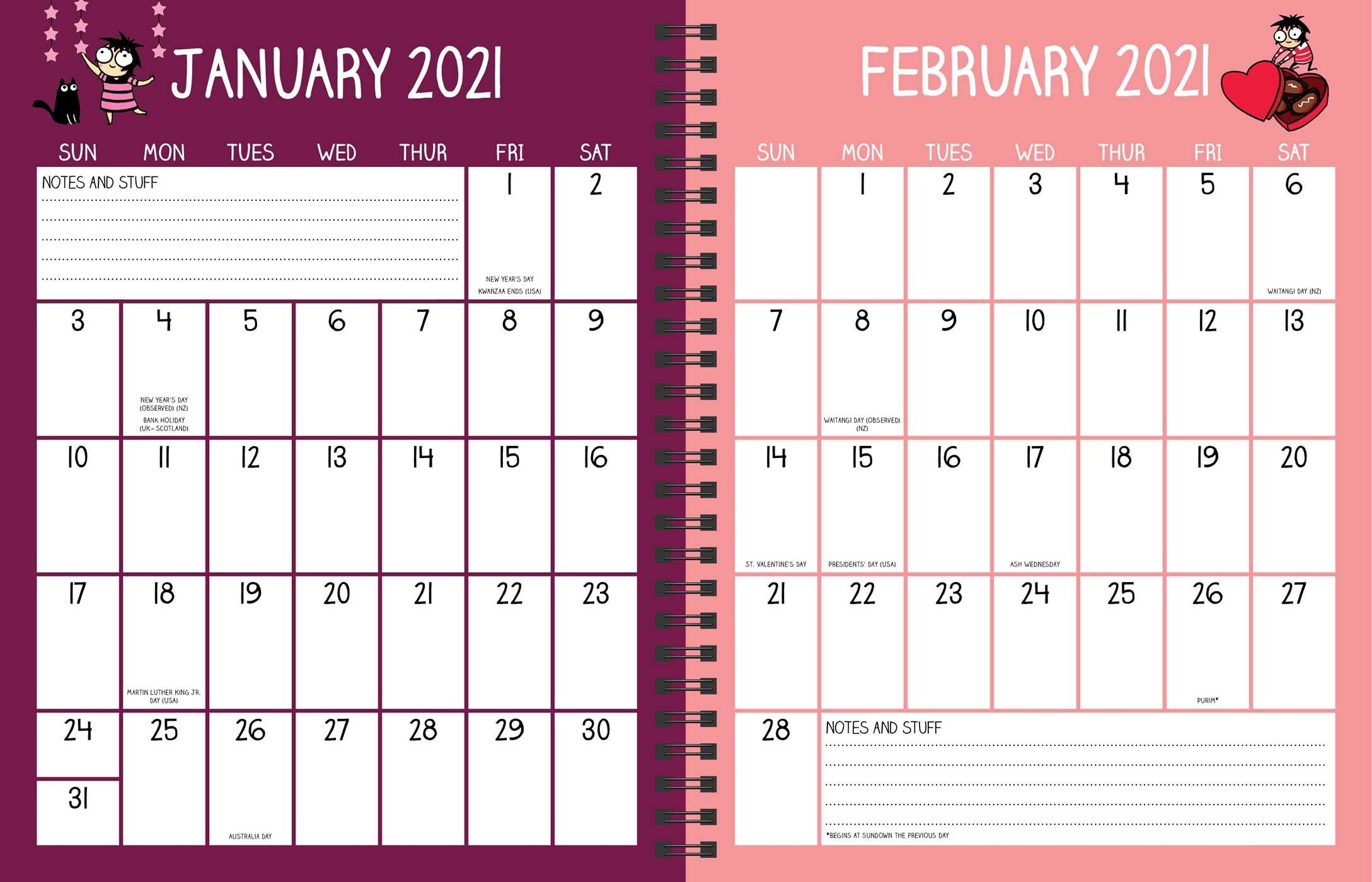 Sarah&#039;S Scribbles 16-Month 2020-2021 Weekly/Monthly Planner