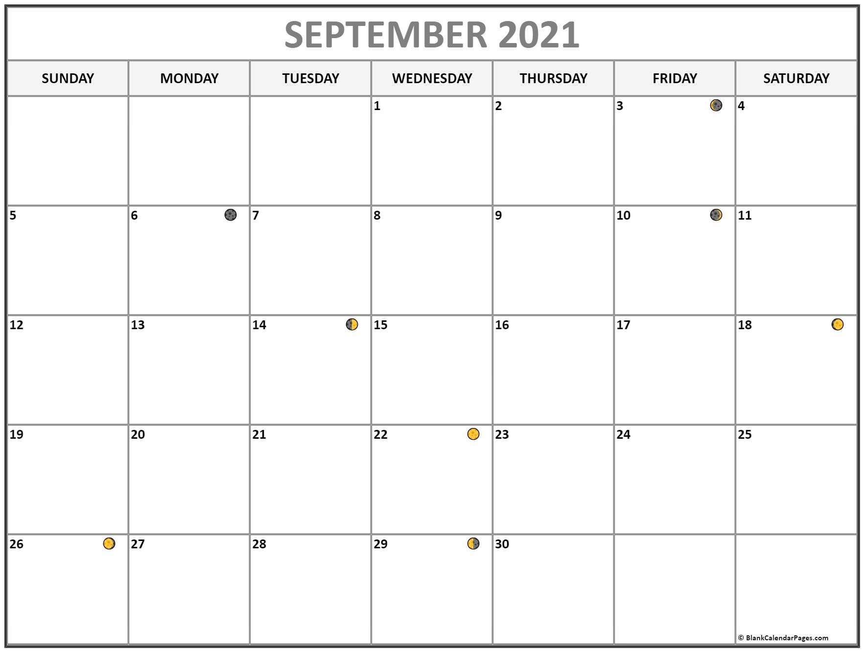 September 2021 Lunar Calendar | Moon Phase Calendar