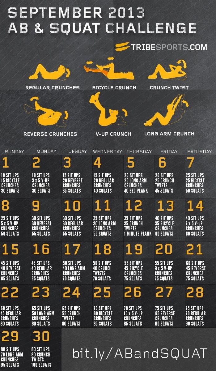 September 30 Day Ab And Squat Calendar | Squat And Ab