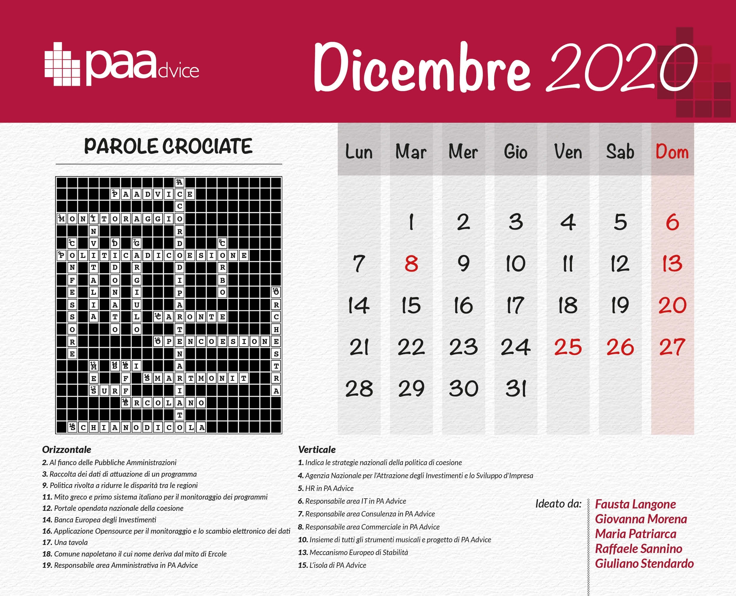 Soluzioni Calendario Paa 2021 — Paadvice Spa