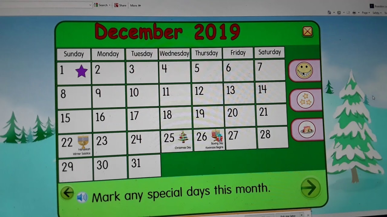 Starfall Make A Calendar December 2019 - Youtube