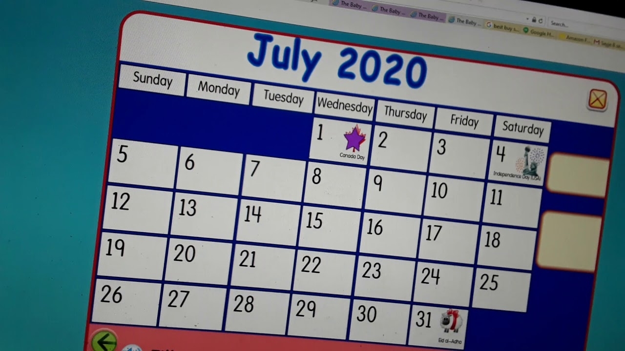 Starfall Make A Calendar July 2020 - Youtube