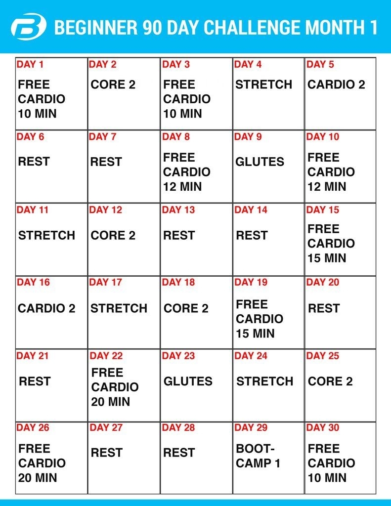 Supreme 90 Day Workout Schedule | Printable Calendar 2020-2021