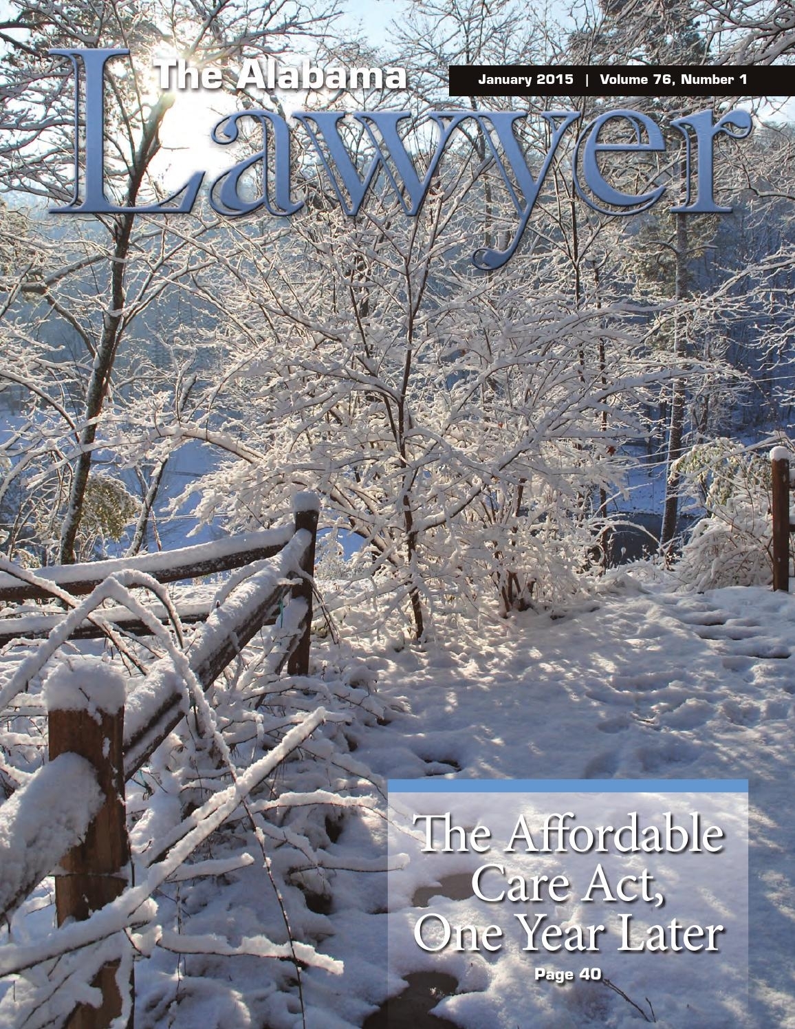 The Alabama Lawyer January 2015 (Reduced Size) By Alabama