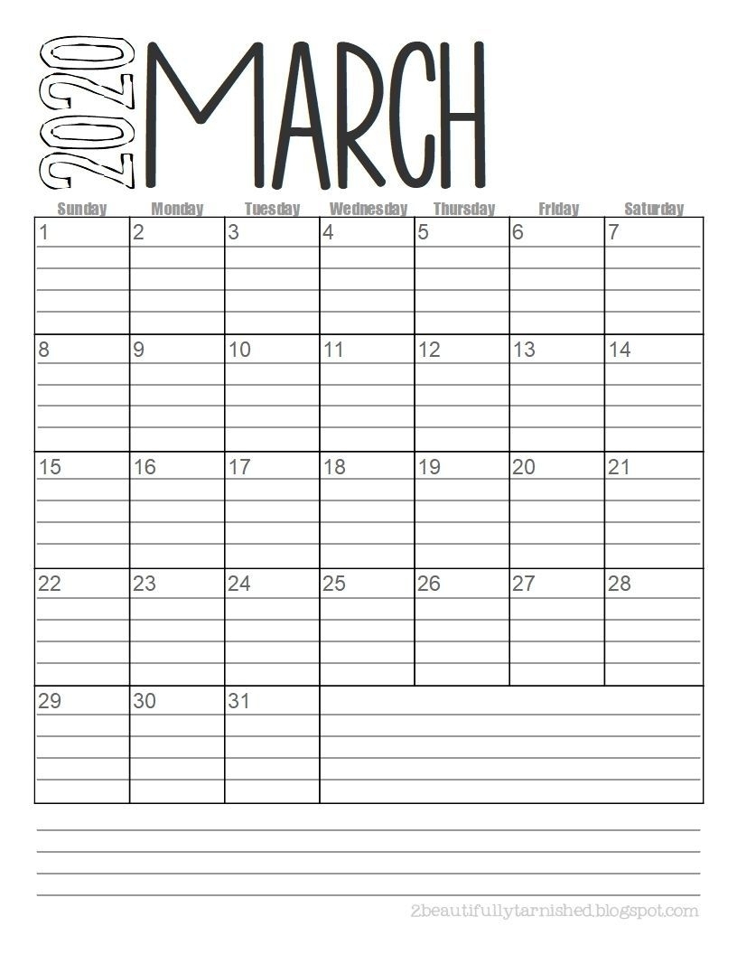 The Free Printable Lined Monthly Calendars In 2020 | Free