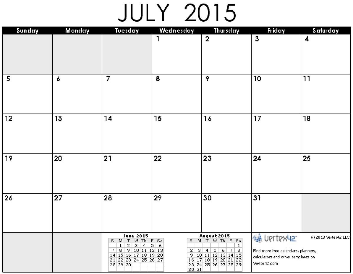 Time And Date July 2015 Calendar Printable | Calendar