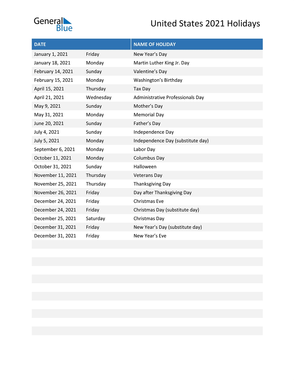 Federal Reserve Holidays 2021 Calendar | Calendar Template 2023