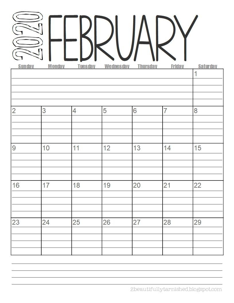 Universal Free Printable Lined Monthly Calendar In 2020