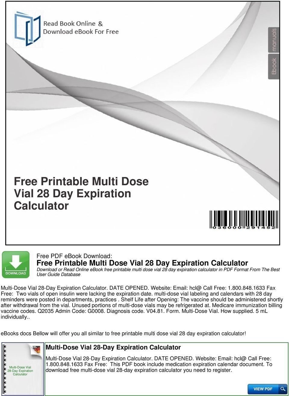 Universal Multidose 28 Day Expiration Date Di 2020