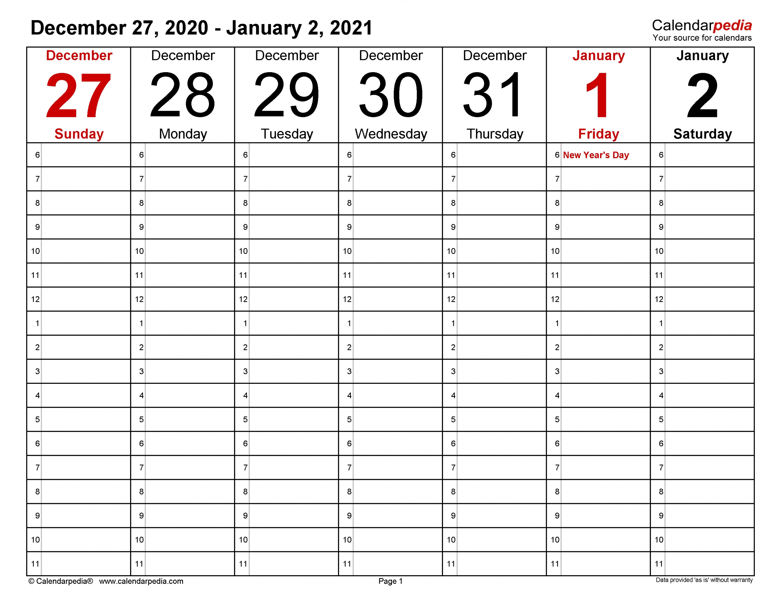 Weekly Calendars 2021 For Word - 12 Free Printable Templates