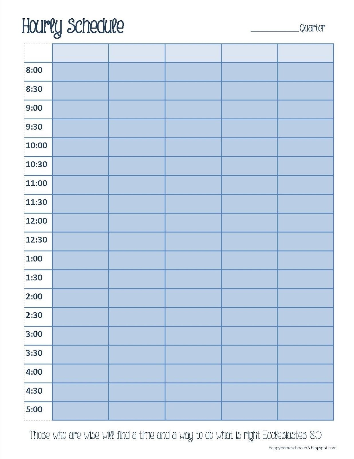 Weekly Hourly Planner Template Cute Printable Blank Calendar