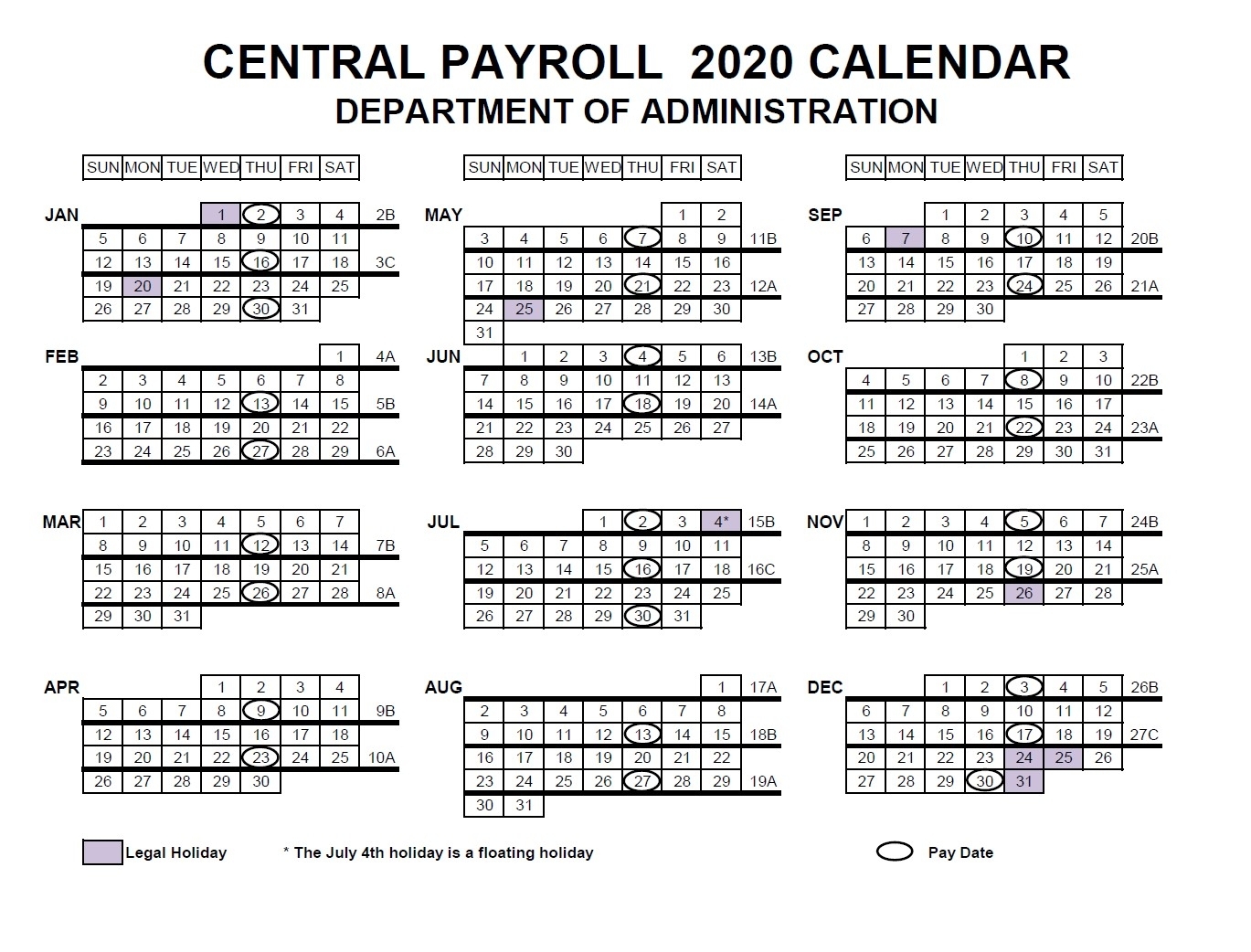 Wi Doa Pay Period Calendar 2021 | 2021 Pay Periods Calendar