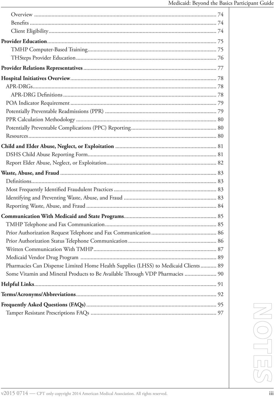 Workshop Participant Guide Medicaid: Beyond The Basics