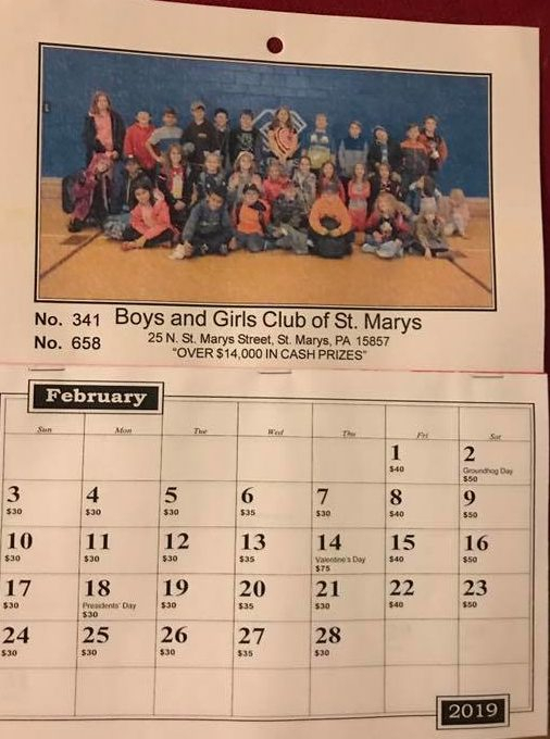 2019 Lottery Calendar Fundraiser - Boys &amp; Girls Club Of St
