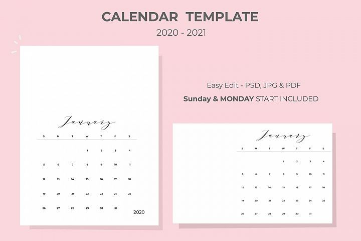 2020-2021 Calendar Template (270128) | Branding | Design