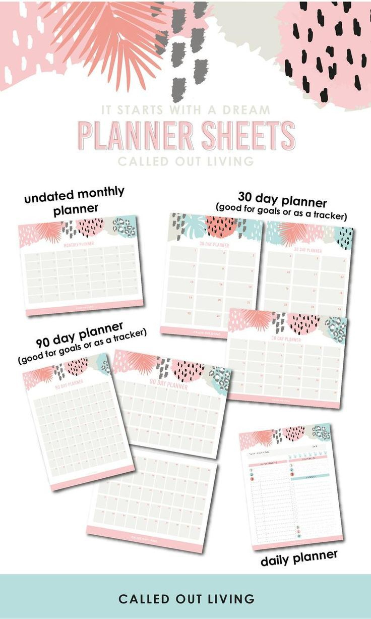 2020 Calendar Printable, Undated 90 Day Planner Printable