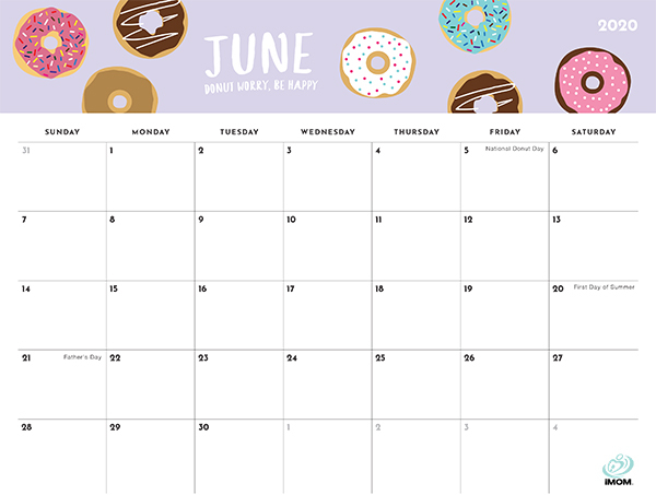 2020 Foodie Printable Calendar For Moms - Imom