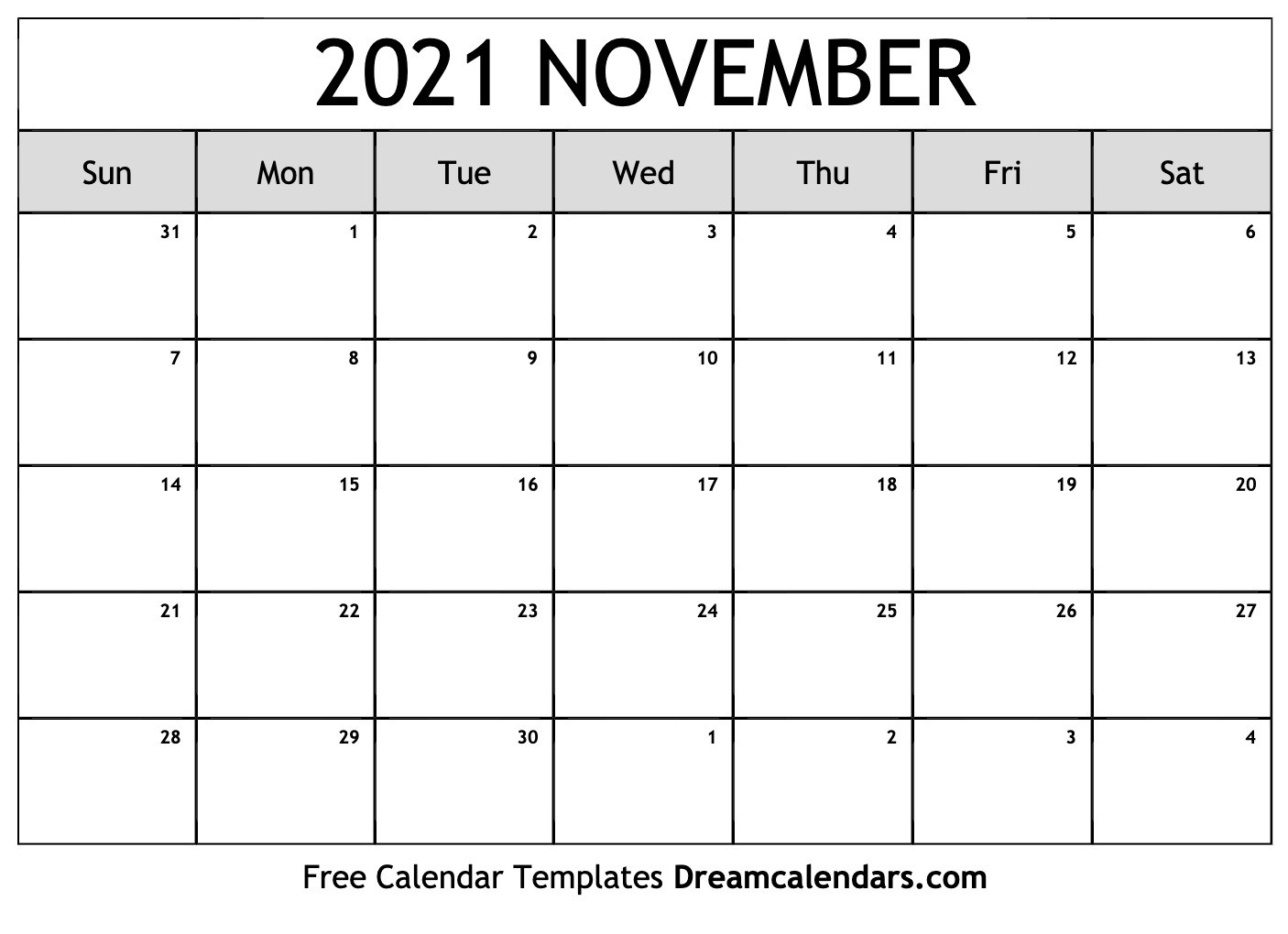 2021 Free Printable Calendars Without Downloading November